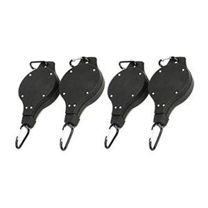 4 Pack Retractable Plant Pulley, Plant Hook Pulley for Garden Baskets Pots and Birds Feeder in Different Height Lower and Raise(Black)