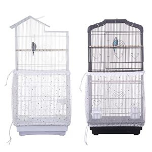 perfitel universal birdcage cover seed catcher parrot birdcage nylon mesh guard netting with lace (not included birdcage，1 piece) (80 x 18 inch, white)…