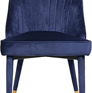 Meridian Furniture Belle Collection Velvet Upholstered Dining Chair with Curved Channel Tufted Back, 20.5" W x 21.5" D x 36" H, Navy