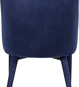 Meridian Furniture Belle Collection Velvet Upholstered Dining Chair with Curved Channel Tufted Back, 20.5" W x 21.5" D x 36" H, Navy