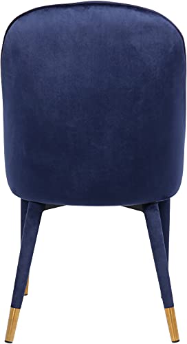 Meridian Furniture Belle Collection Velvet Upholstered Dining Chair with Curved Channel Tufted Back, 20.5" W x 21.5" D x 36" H, Navy