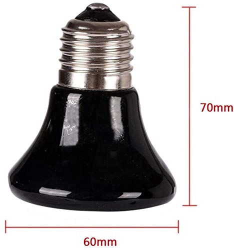 60W 2PCS Reptile Heat Emitter Infrared Ceramic Heat Lamp Black Emitter Bulb for Pet Coop Heater Chicken Lizard Turtle Brooder Aquarium Snake No Light