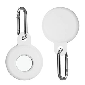 camfun silicone case for airtag finder, anti-scratch, waterproof, lightweight, durable protective cover with keychain compatible with 【new 2021 airtags】 (2 pcs, white)