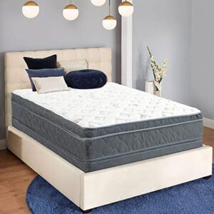 treaton 13-inch extra firm foam encased eurotop hybrid mattress & 8" wood traditional box spring/foundation set, full, black