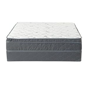 Treaton 13-Inch Extra Firm Foam Encased Eurotop Hybrid Mattress & 8" Wood Traditional Box Spring/Foundation Set, Full, Black