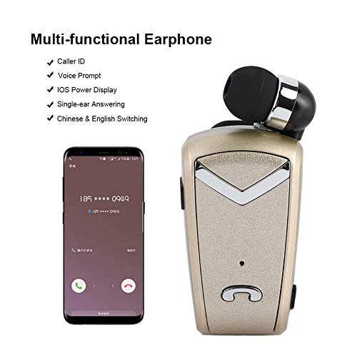 EBTOOLS Fineblue Bluetooth Headset, Portable Wireless Retractable in Ear Business Lavalier Earphone(Gold)