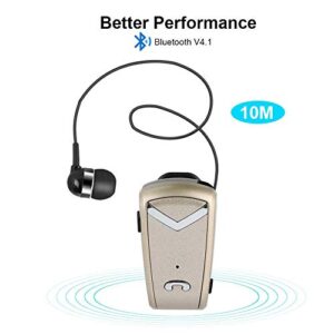 EBTOOLS Fineblue Bluetooth Headset, Portable Wireless Retractable in Ear Business Lavalier Earphone(Gold)