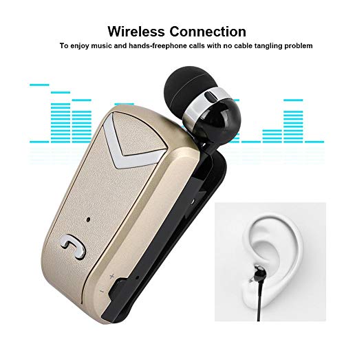 EBTOOLS Fineblue Bluetooth Headset, Portable Wireless Retractable in Ear Business Lavalier Earphone(Gold)