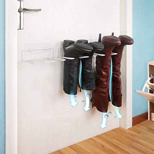 Holibanna Wall Mounted Shoe Rack 2pcs Wall Mount Boot Hanger Steel Shoes Holder Storage Organizer White Shoe Organizer Rack