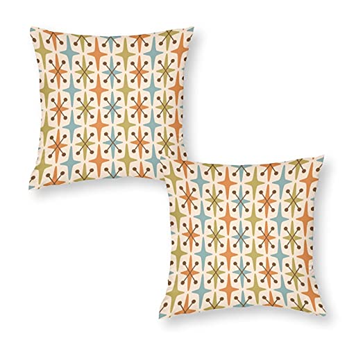 Vazzio Throw Pillow Covers Set of 2, Mid Century Modern Abstract Star Pattern Decorative Pillow Cases Soft Cushion Covers for Home Sofa Couch Bed 18x18 Inches