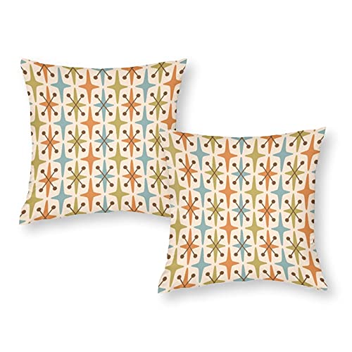 Vazzio Throw Pillow Covers Set of 2, Mid Century Modern Abstract Star Pattern Decorative Pillow Cases Soft Cushion Covers for Home Sofa Couch Bed 18x18 Inches