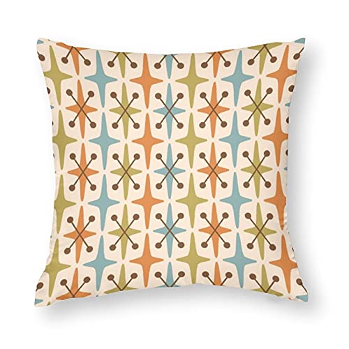 Vazzio Throw Pillow Covers Set of 2, Mid Century Modern Abstract Star Pattern Decorative Pillow Cases Soft Cushion Covers for Home Sofa Couch Bed 18x18 Inches