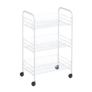 rubbermaid 3-tier shelving wheeled organizer, wire adjustable metal storage cart, for office/kitchen/bedroom/laundry home use