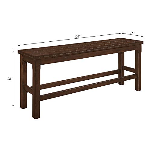 Lexicon Olney Wood Counter Height Bench, 64" W, Dark Brown