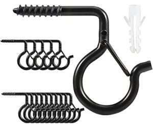 zk home 15 pack q hanger hooks outdoor screw hooks with safety buckle design, easy release outdoor wire & christmas light hanger