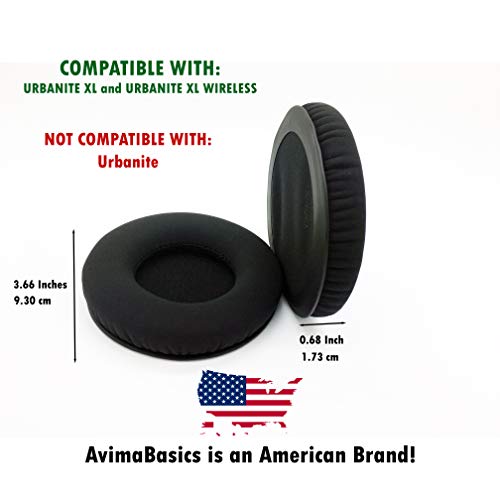 Urbanite XL Ear Pads by AvimaBasics | Premium Foam Earpads Ear Pad Cushion Cover Part Replacement for Sennheiser URBANITE XL and URBANITE XL Wireless Over-Ear Headphones - Clear Sound (1 Pair Black)