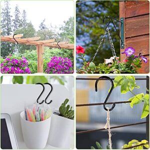 DINGEE 12 Pack 6 Inch Heavy Duty Large S Hook Vinyl Coated S Hooks for Hanging Plants,7mm Thickness Non Slip Sturdy Metal Black Jean Hooks for Closet,Bird Feeders,Kitchen,Large Object,Tools,Bikes