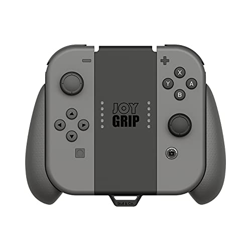 Skull & Co. JoyGrip for Nintendo Switch Joy-Con Controller: Rechargeable Handheld Joystick Remote Control Holder with Interchangeable Grips - Gray