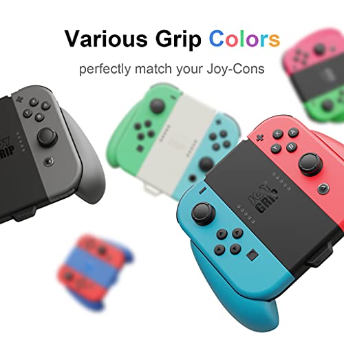Skull & Co. JoyGrip for Nintendo Switch Joy-Con Controller: Rechargeable Handheld Joystick Remote Control Holder with Interchangeable Grips - Gray