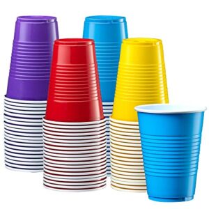 comfy package [50 count] 9 oz. disposable party plastic cups - assorted colors drinking cups