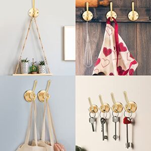 Coat Hooks Bathroom Towel Hooks Rustproof Metal Hooks Heavy Duty Double Robe Hook Clothing Hat Key Hook Toilet Kitchen Wall Mounted Hanger (Gold,6 Pieces)