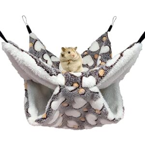small pet cage hammock, double-layer sugar glider hammock bed, warm fleece cage hanging hammock for chinchilla parrot guinea pig ferret squirrel hamster rat playing sleeping (coffee)