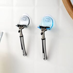 5 Pieces Razor Holder with Suction Cup Plastic 5 Color Razor Holder Reusable Razor Hook Suction Shaver Wall Mount Shaver Holder Hanger Bathroom Organizer Hook for Glass Tile
