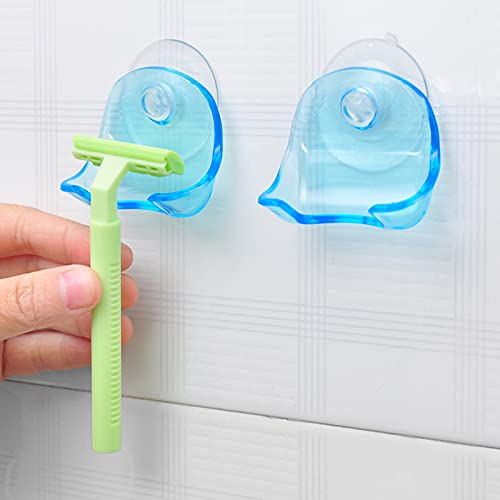 5 Pieces Razor Holder with Suction Cup Plastic 5 Color Razor Holder Reusable Razor Hook Suction Shaver Wall Mount Shaver Holder Hanger Bathroom Organizer Hook for Glass Tile