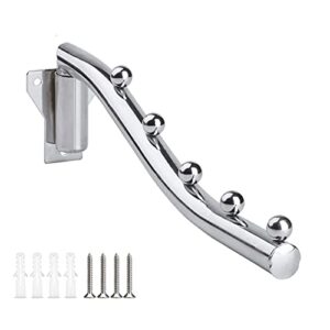 laundry room drying rack wall mounted, wall mount clothes hanger stainless steel, 180°foldable clothes rail mounted coat hanger hook with swing arm holder for closet organizer bathroom bedroom laundry