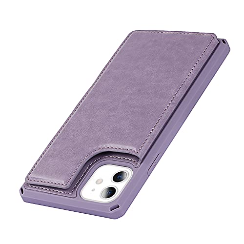 ShunJieTech for iPhone 11 Case,for iPhone11 Case,[ Credit Card Holder & Slot Wallet Case ] Back Shell Leather Cover Shockproof Protective Case with Strap(6.1")-Purple