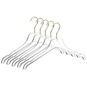 Quality Acrylic Lucite Clear Hangers, Made of Clear Acrylic for a Luxurious Look and Feel with Swivel Hook (Clear - Gold Hook, 5)