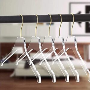 Quality Acrylic Lucite Clear Hangers, Made of Clear Acrylic for a Luxurious Look and Feel with Swivel Hook (Clear - Gold Hook, 5)