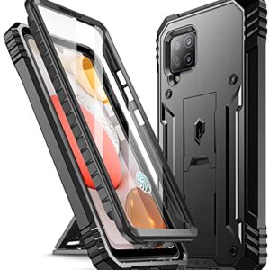 Poetic Revolution Case for Samsung Galaxy A42 5G, Built-in Screen Protector Work with Fingerprint ID, Full Body Rugged Shockproof Protective Cover Case with Kickstand, Black