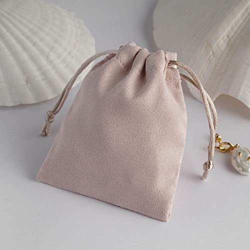 PandaSew 20 pack Drawstring Bag Suede Jewelry Packaging Pouch for Jewelry,Gift,Earrings Necklace Rings Antiques, 4"x 3.15", Pink