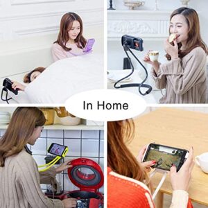 Cell Phone Stand Hanging on Neck Upgraded, Juerly Hands-Free Mobile Phone Holder Clip on Bed/Table 360¡ã Rotation iPhone Tablet Mount Bracket, 27.6''/70 cm Length for 4.7''-7.6'' Screen