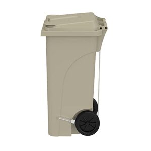 Safco Products 9926TN Plastic Step-On Trash Can for Hands-Free Disposal, Great for Home/Commercial Use, 32 Gallon, Tan