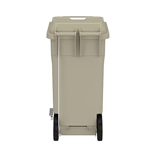 Safco Products 9926TN Plastic Step-On Trash Can for Hands-Free Disposal, Great for Home/Commercial Use, 32 Gallon, Tan