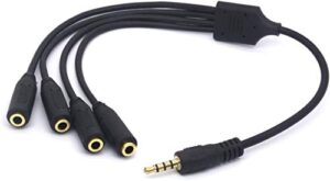 piihusw 3.5mm headphone splitter cable, 4 pole 1/8 inch trrs aux stereo jack 1 male to 4 female adapter cord