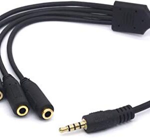 PIIHUSW 3.5mm Headphone Splitter Cable, 4 Pole 1/8 Inch TRRS AUX Stereo Jack 1 Male to 4 Female Adapter Cord