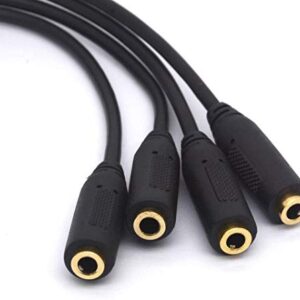 PIIHUSW 3.5mm Headphone Splitter Cable, 4 Pole 1/8 Inch TRRS AUX Stereo Jack 1 Male to 4 Female Adapter Cord