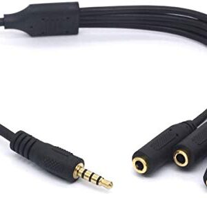 PIIHUSW 3.5mm Headphone Splitter Cable, 4 Pole 1/8 Inch TRRS AUX Stereo Jack 1 Male to 4 Female Adapter Cord