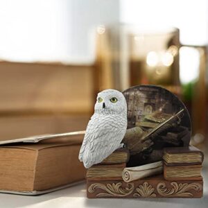 World of Wonders Spells & Potions Owl Coasters Set | Decorative White Owl Wizard School Decor | Absorbent Drink Coasters