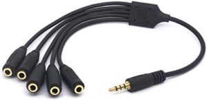 piihusw 3.5mm trrs male to 5 trrs female stereo 4-pole splitter cable converter headphone extender