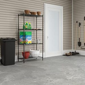 Safco Products Plastic Step-On Trash Can for Hands-Free Disposal, Great for Home/Commercial Use, 32 Gallon, Black (9926BL)