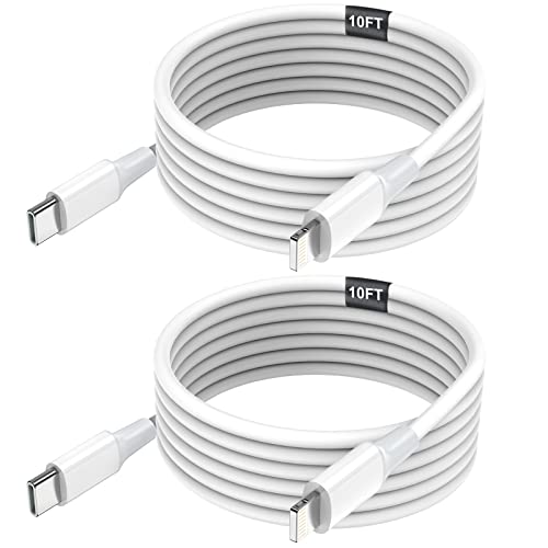 iPhone USB C to Lightning Cable 2Pack 10FT [Apple MFi Certified] Extra Long iPhone Fast Charger Cable Type C Charger Cord for iPhone 14/13 Pro Max/13 pro/13/12/11/iPad Pro/X/XS/XR/8/8 Plus/SE and More