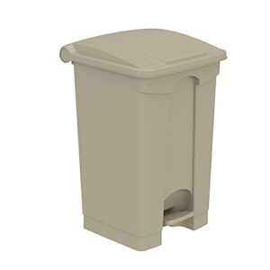 safco products plastic step-on trash can for hands-free disposal, great for home/commercial use, 12 gallon, tan (9925tn)