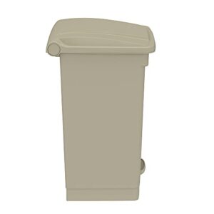 Safco Products Plastic Step-On Trash Can for Hands-Free Disposal, Great for Home/Commercial Use, 12 Gallon, Tan (9925TN)