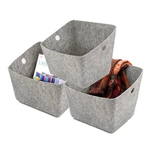 welaxy storage basket organizer bins cone shelf baskets for magazine books kids toys pet toy junk organize 3-piece (gray x 3)