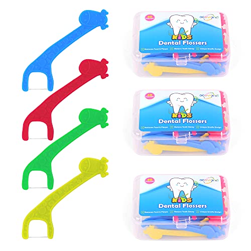 Ecovona - Tooth Floss Picks for Kids - 3 Pack (120 Count) - Toddler & Kid Safe Dental Floss Picks for The Whole Family - Advanced Design to Help Teach Dental & Oral Hygiene & Prevent Tooth Decay