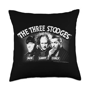 tts the three stooges opening credits logo throw pillow, 18x18, multicolor